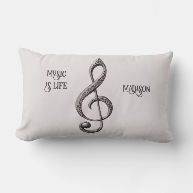Aangepaste tekst & kleur Muzikale Clef Note Kussen (Voorkant)