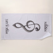 Aangepaste tekst & kleur Muzikale Clef Note Strandlaken (Voorkant)