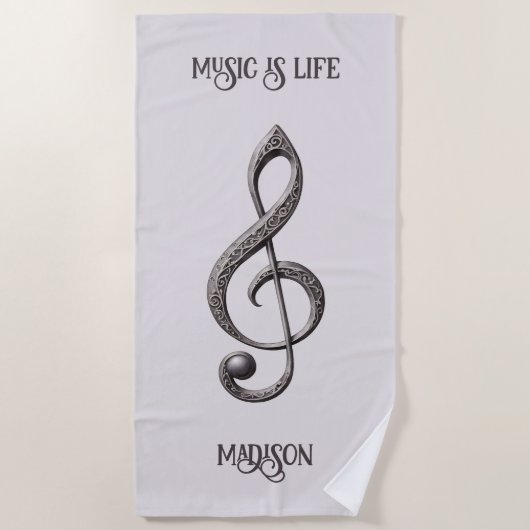 Aangepaste tekst & kleur Muzikale Clef Note Strandlaken (Voorkant)