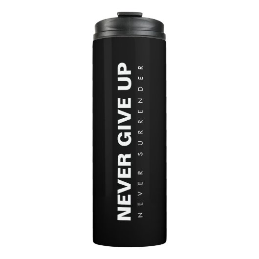 Aangepaste tekst & kleur nooit opgeven Nooit overg Thermosbeker (Voorkant)