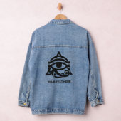 Aangepaste tekst & kleur oog van Horus Denim Jacket (Hangar)