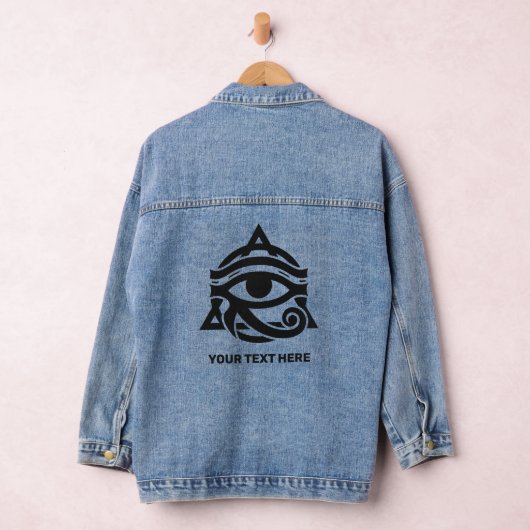 Aangepaste tekst & kleur oog van Horus Denim Jacket (Hangar)