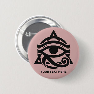 Aangepaste tekst & kleur oog van Horus Ronde Button 5,7 Cm