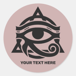 Aangepaste tekst & kleur oog van Horus Ronde Sticker