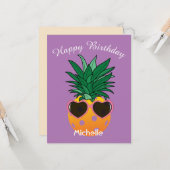 Aangepaste tekst / kleur Pickleball anananas verja Kaart (Voorkant / Achterkant in situ)