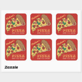Aangepaste tekst & kleur PIZZA stickers (Vel)