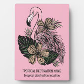 Aangepaste tekst & kleur roze flamingo fotoplaat (voorkant)