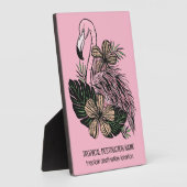 Aangepaste tekst & kleur roze flamingo fotoplaat (Zijkant)