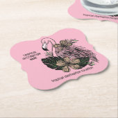 Aangepaste tekst & kleur roze flamingo kartonnen onderzetters (Gekanteld)