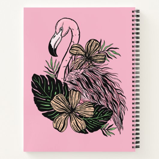 Aangepaste tekst & kleur roze flamingo notitieboek (Achterkant)