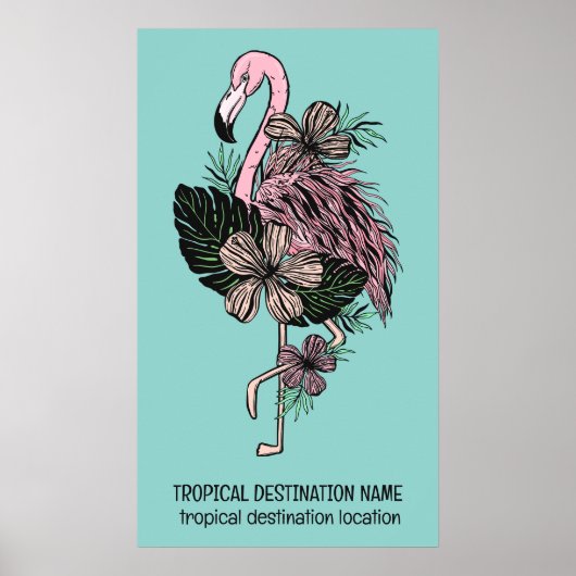 Aangepaste tekst & kleur roze flamingo poster (Voorkant)