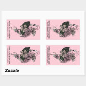 Aangepaste tekst & kleur roze flamingo rechthoekige sticker (Vel)