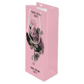 Aangepaste tekst & kleur roze flamingo wijn cadeautas (Voorkant Gekanteld)