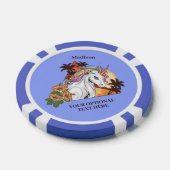 Aangepaste tekst & kleur Tropische Eenhoorn Poker Chips (Enkel)