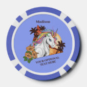Aangepaste tekst & kleur Tropische Eenhoorn Poker Chips (Achterkant)