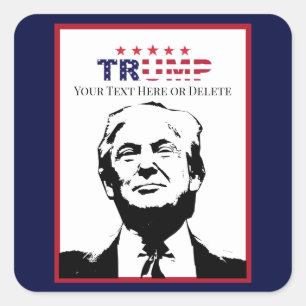 Aangepaste tekst/kleur Trump '24 Foto Rood en Blau Vierkante Sticker