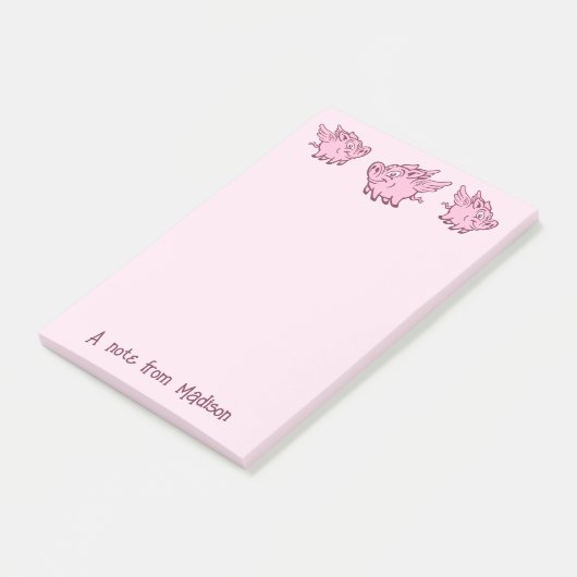 Aangepaste tekst & kleur Vliegende varkens Post-it® Notes (Schuin)