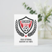 Aangepaste tekst & kleur voetbal logo ansichtkaart briefkaart (Staand voorkant)