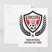 Aangepaste tekst & kleur voetbal logo ansichtkaart briefkaart (Voorkant / Achterkant)