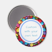 Aangepaste tekst kleurrijke Button Snoep magneet (Voorkant / Achterkant)