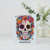 Aangepaste tekst 💀 kleurrijke Día de Muertos Briefkaart (Staand voorkant)