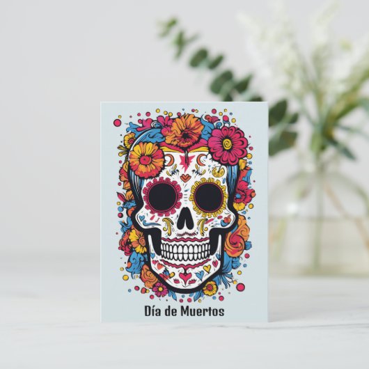 Aangepaste tekst 💀 kleurrijke Día de Muertos Briefkaart (Staand voorkant)