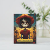 Aangepaste tekst 💀 kleurrijke Día de Muertos Briefkaart (Staand voorkant)