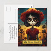 Aangepaste tekst 💀 kleurrijke Día de Muertos Briefkaart (Voorkant / Achterkant)