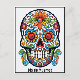 Aangepaste tekst 💀 kleurrijke doodle Día de Muert Briefkaart