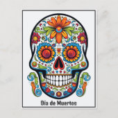 Aangepaste tekst 💀 kleurrijke doodle Día de Muert Briefkaart (Voorkant)