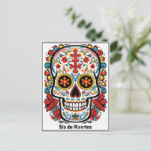 Aangepaste tekst 💀 kleurrijke doodle Día de Muert Briefkaart (Staand voorkant)