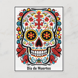 Aangepaste tekst 💀 kleurrijke doodle Día de Muert Briefkaart