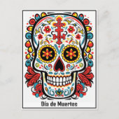 Aangepaste tekst 💀 kleurrijke doodle Día de Muert Briefkaart (Voorkant)