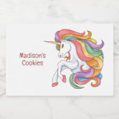 Aangepaste tekst Kleurrijke Eenhoorn Voedselcontainer Etiket (Enkel label)