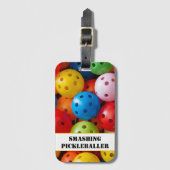 Aangepaste tekst Kleurrijke handballetjes Bagagelabel (Voorkant (verticaal))