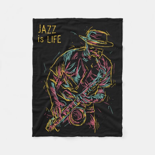 Aangepaste tekst kleurrijke Jazz Player Fleece Deken (Voorkant)
