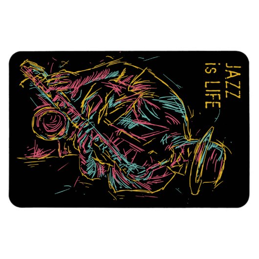 Aangepaste tekst kleurrijke Jazz Player Magneet (Horizontaal)