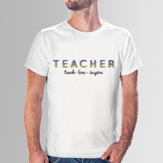 Aangepaste tekst kleurrijke leerstoel t-shirt