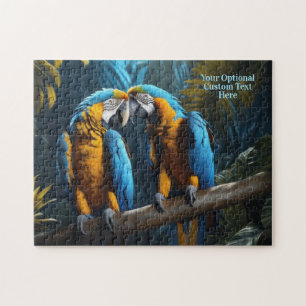 Aangepaste tekst Kleurrijke papegaaien Legpuzzel
