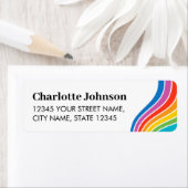 Aangepaste tekst Kleurrijke Regenboog Wave Retoura Etiket (Insitu)