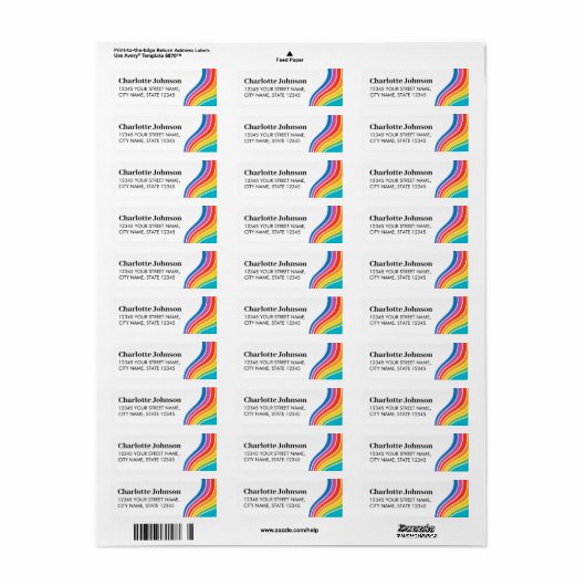 Aangepaste tekst Kleurrijke Regenboog Wave Retoura Etiket (Full Sheet)