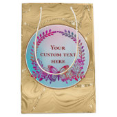 Aangepaste tekst, kleurrijke vlinder en bloem medium cadeauzakje (Voorkant)