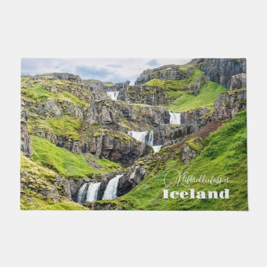Aangepaste tekst Klifbrekkufossar, IJsland Deurmat (Voorkant)