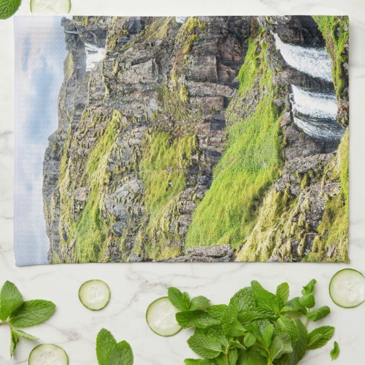 Aangepaste tekst Klifbrekkufossar, IJsland Theedoek (Gevouwen)