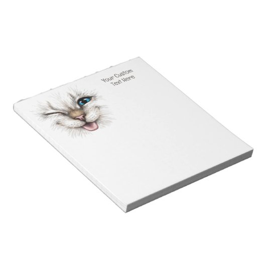 Aangepaste tekst knipperende kat notitieblok (Schuin)