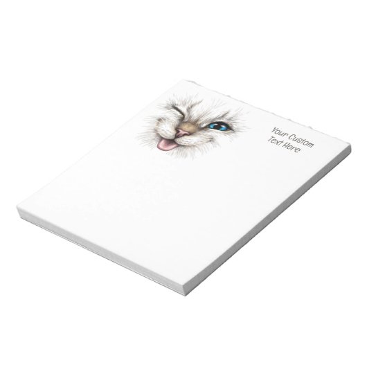 Aangepaste tekst knipperende kat notitieblok (Linkerzijde)