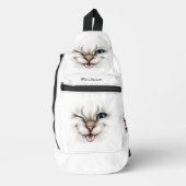 Aangepaste tekst knipperende kat sling bag (Voorkant)