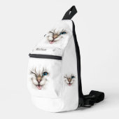 Aangepaste tekst knipperende kat sling bag (Rechterhoek)