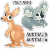 Aangepaste tekst Koala & Kangaroo stickers (Voorkant)