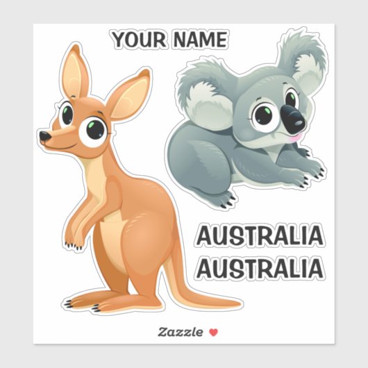 Aangepaste tekst Koala & Kangaroo stickers (Vel)